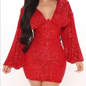 Fashion Nova Sequin Mini Dress -Red